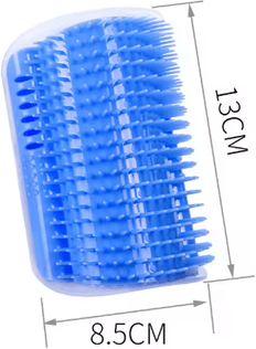 Inspire Picks PurrClean Corner Cat Brush Self Grooming Massage & Hair Removal Scratcher blue