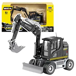 Mobilbagger mit Bulldozer Metall Huina Schwarz 1:50