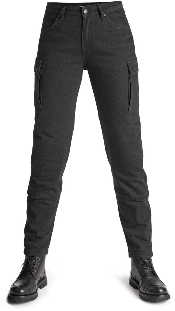Pando Moto Mila Cargo Damen Motorrad Jeans MILA-CARGO-BLACK-W27-L32