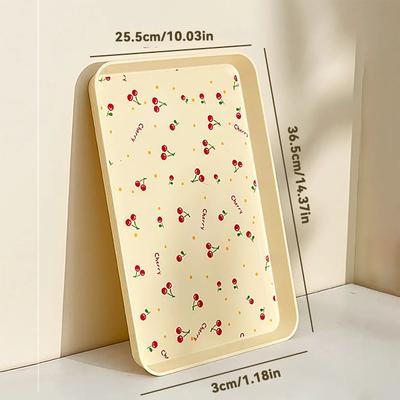 Inspired Finds Cherry Pattern Multifunctional Serving Tray yellow L