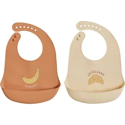 Yummy Lätzchen mit Tasche, braun und gelb, 2 St.