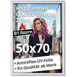 Klapprahmen 50x70 25mm B1 Norm brandsicher Brandschutz Plakatrahmen Rahmen Brandschutzrahmen