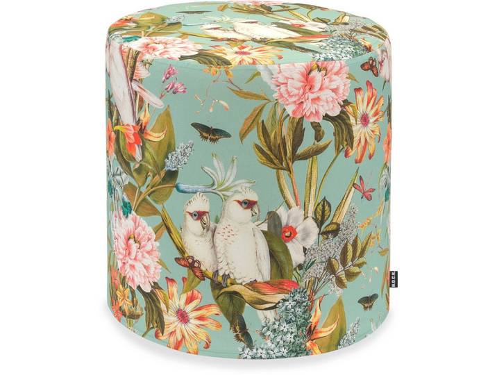 H.O.C.K. Sitzwürfel H.O.C.K. Botanic Hocker rund ø45x45cm aqua Vögel Blumen very british, Hocker: Bequem, vielseitig, Wohnzimmer & Schlafzimmer