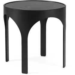 Couchtisch Archie aus Metall und Glas, modern rund, schwarz, Ø 50 cm, pulverbeschichtet