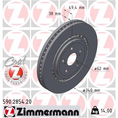 ZIMMERMANN Bremsscheibe 590.2854.20 Vorderachse außenbelüftet 340mm 38mm für Suzuki TOYOTA LEXUS