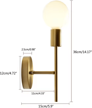 Inspire Curations Retro Gold Iron E27 Wall Sconce gold tape Bulb