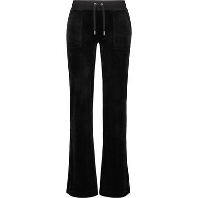 Sweathose JUICY COUTURE "LAYLA LOW RISE POCKETED FLARE PANT Damen", Damen, Gr. XS, EURO-Größen, schwarz, Samt, 95% Polyester, 5% Elasthan, figurbetont, Hosen Sweathose, Trainingshose Damen, Sweathose, Velour, Jogginghose mit Glitzer, Sale