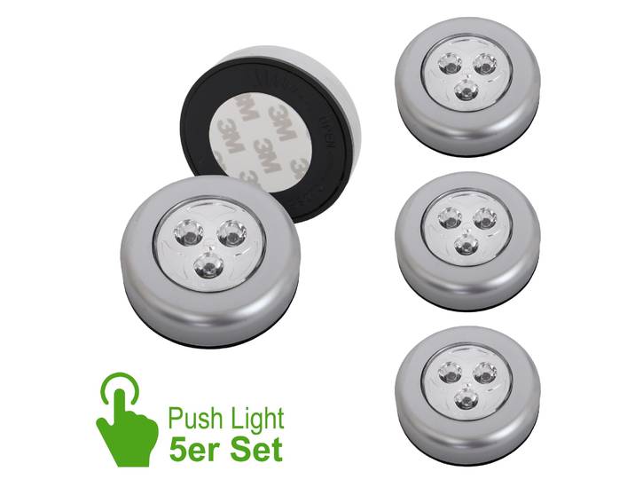 BRILONER LEUCHTEN LED Unterbauleuchte LED Push Light, titanfarbig, 5er-Set, je 3xLED , grau (titanfarbig), Leuchten, LED Unterbauleuchte