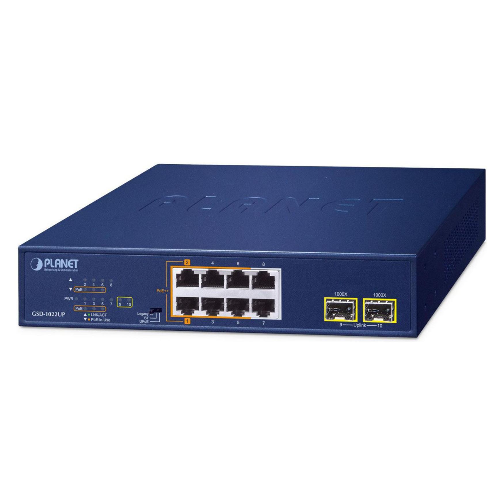 Planet GSD-1022UP 10p Gigabit W/2 PoE & 4 PoE 120W (8 Ports) (GSD-1022UP)