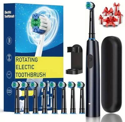 Uplifted Finds Rechargeable Rotary Electric Toothbrush For Adults white 4 Heads