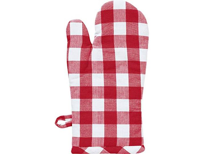REDBEST Ofenhandschuh, Backofenhandschuh, Topfhandschuh karo, hitzebeständig, 100% Baumwolle rot Größe 15x30 cm - praktische Schlaufe, strapazierstark und langlebig