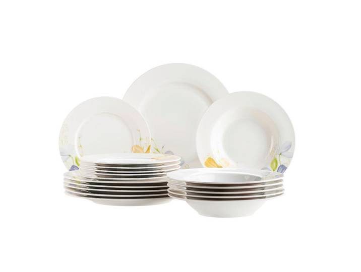 Mäser Tafelservice, Weiss, Keramik, 18-teilig, Geschirr, Geschirr-Sets, Tafelservice