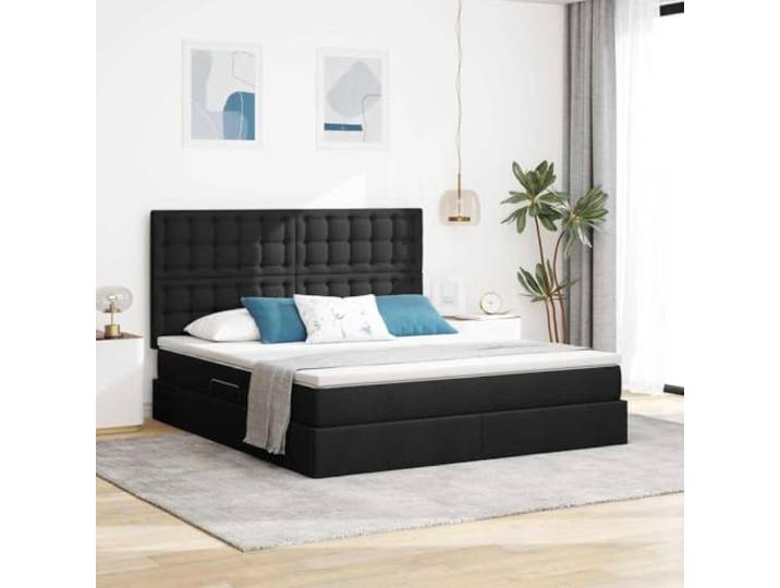 Seitlich geöffnetes Stauraumbett mit Hydrauliksystem Modernes Design 180 x Stauraumbett mit Matratze Schwarz 180x200 cm Polyester Metallrahmen mit Hydraulik-Lift und Lattenrost fuer Schlafzimmer