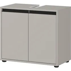 Waschbeckenunterschrank 63 cm mit zwei Türen und Einlegeboden   Steingrau