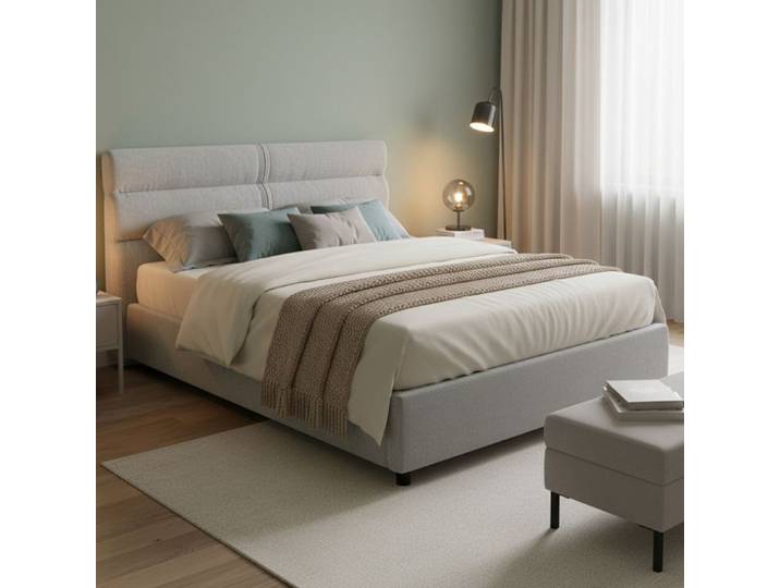 Lit Double Briatico Dmora en Tissu Gris