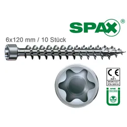 6x120 mm SPAX Zylinderkopfschrauben "IN.FORCE", T30, WIROX-beschichtet, P3J, 10 Stk. Vollgewinde