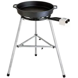PaellaWorld International Paella Set 2: Gusseisenpfanne 50 cm, 2-Ring-Brenner, 11,4 kw, Windschutz