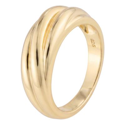 Fingerring JOBO "Ring geriffelt" Gr. 52, gold (vergoldet), Fingerringe, Damen, 52, Silber 925 (Sterlingsilber), Fingerring, 925 Silber vergoldet