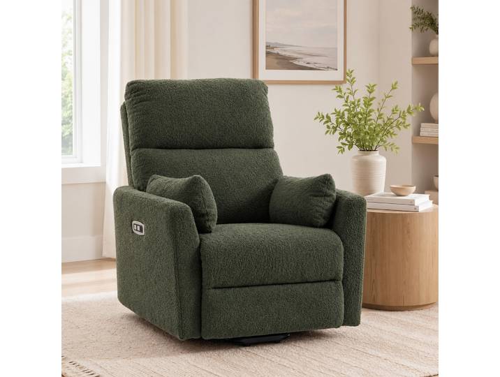HOMCOM Fauteuil Releveur Massage Inclinable Peluche Vert 83x94x102cm