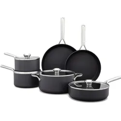OXO Ceramic Professional 10-teiliges Antihaft-Koch, Pfannenset + Topfset, Schwarz