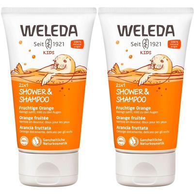 2x Weleda Kids 2in1 Shower & Shampoo fruchtige Orange 2x150 ml Duschgel