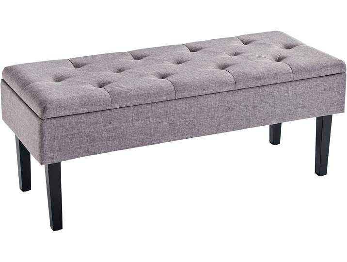 Bank, grau (hellgrau), B:109cm H:43cm T:43cm, Holz, Kunststoff, Polyester, Sitzbänke, Bank