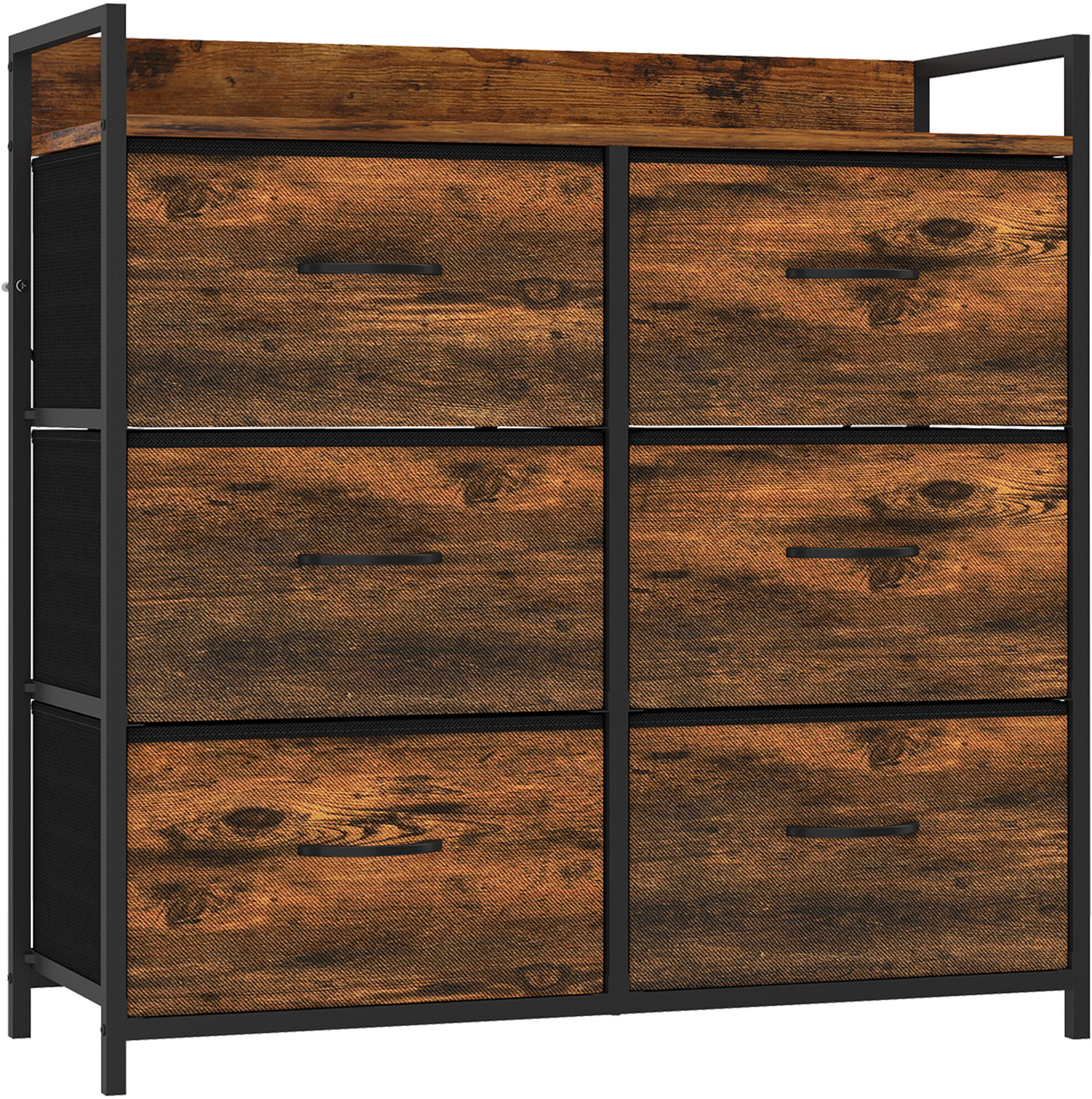 Homcom Cassettiera 6 cassetti stile industriale con telaio in acciaio e legno   Aosom Italy