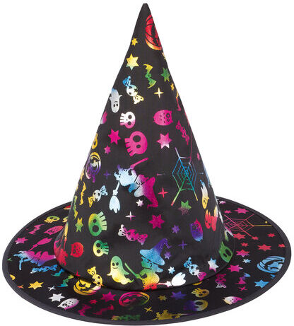 Kinder-Hexenhut, schwarz/bunt