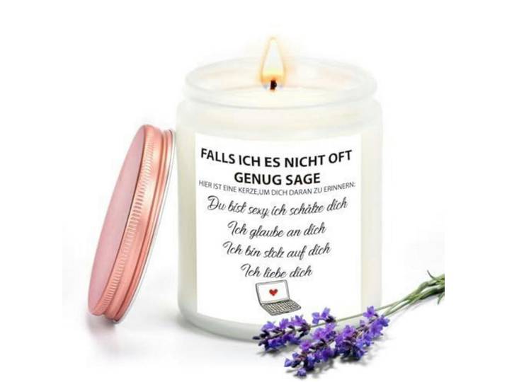 Duftkerze Lavendel 50 Stunden Brenndauer 200g, Weiß, Glas, 10 cm, Dekoration, Kerzen & Kerzenhalter, Duftkerzen