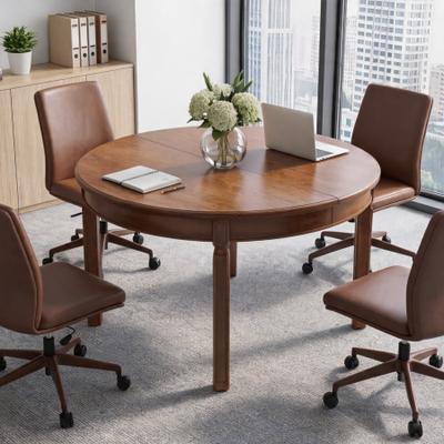 BLUEBELL "47"" Solid Wood Round Conference Table for 4-6 People, Small Wood Meeting Table for Conference Room"