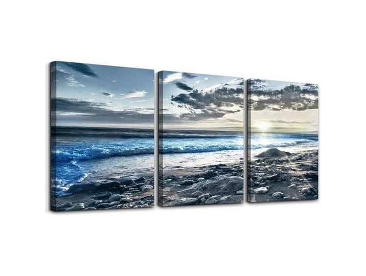 Leinwandbild Sonnenaufgang am Meer 40 x 30 cm, Blau, 30x0.5 cm, Bilder & Rahmen, Bilder, Leinwandbilder