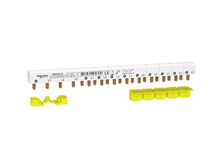 Schneider Electric - Resi9 - peigne monobloc - 3P+N - 63A - 13 modules - cache dents 5M - R9PXH413
