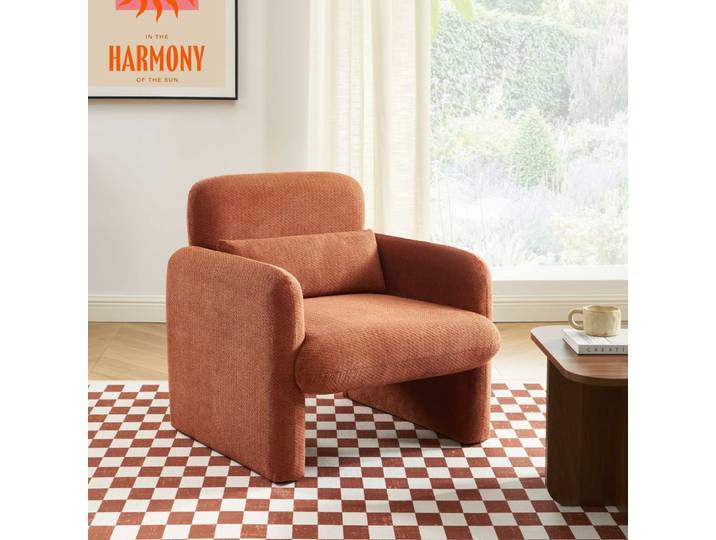 Fauteuil tissu brique