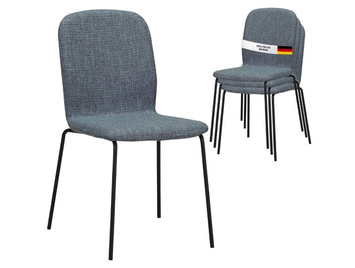 Albatros Esszimmerstühle 4er Set ENNA, grau - stapelbar, bequemer Polsterstuhl - Eleganter Küchenstuhl, Stuhl Esszimmer oder Esstisch Stuhl, Konferenzstuhl , Stückzahl:4, Farbe:Grau