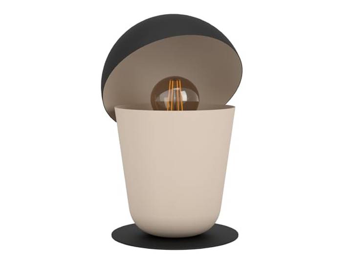 EGLO Tischlampe Batabano, ausgefallene Nachttischlampe Tischleuchte aus Metall in Sandfarben und Schwarz, Deko Lampe für Wohnzimmer und Schlafzimmer, E27 Fassung