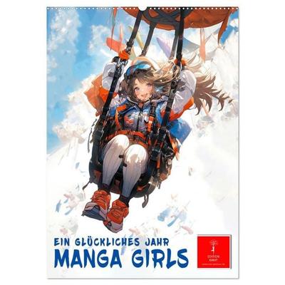 Manga Girls - ein glückliches Jahr (Wandkalender 2027 DIN A2 hoch), CALVENDO Monatskalender