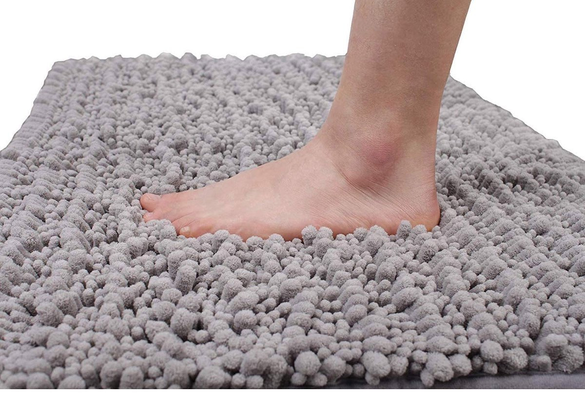 Ibenzoa Premium Microvezel Badmat met Antislip Achterzijde - Grijs - 43 x 61 cm