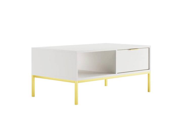 Petits-meubles Couchtisch Seattle Weiß, 100x45.4x60 cm, Wohnzimmer, Wohnzimmertische, Couchtische