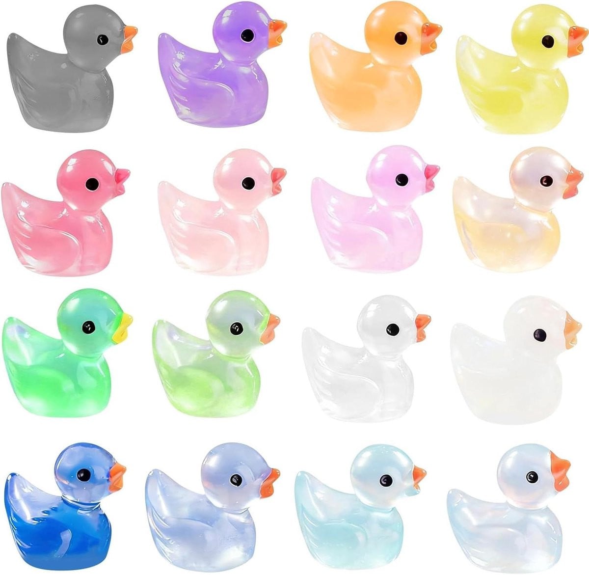 20 stuks Lichtgevende Mini Eend Koelkastmagneten - Multicolour - Plastic