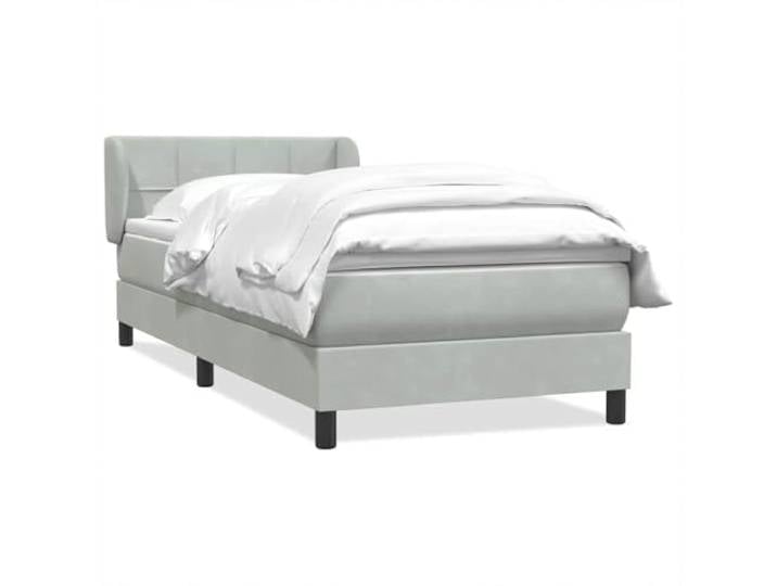 HMDNGOUT Boxspringbett Hellgrau Samt 90x220 cm mit Taschenfederkernmatratze und verstellbarem Kopfteil
