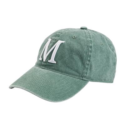 Baseball Cap MUSTANG "Jamie", Herren, grün (sage), Canvas, Baumwolle, unifarben, used, washed, Caps, mit gebogenem, festem Schirm