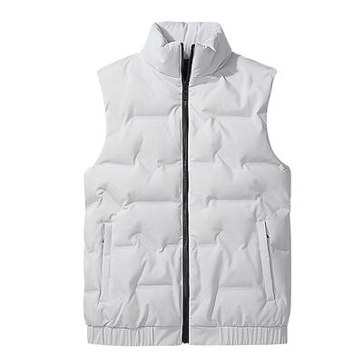 Herren Daunenweste Steppweste Täglich Lässig Herbst Winter Reißverschlusstasche Polyester Bequem Einfarbig Reisverschluss Stehkragen Schwarz Weiß Leicht Grün Himmelblau Weste