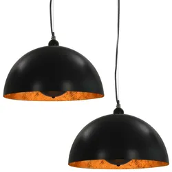 Helloshop26 - Set aus 2 eleganten halbkugelförmigen Deckenleuchten für das Wohnzimmer 40 x 20 cm schwarzes Metall 02_0045978