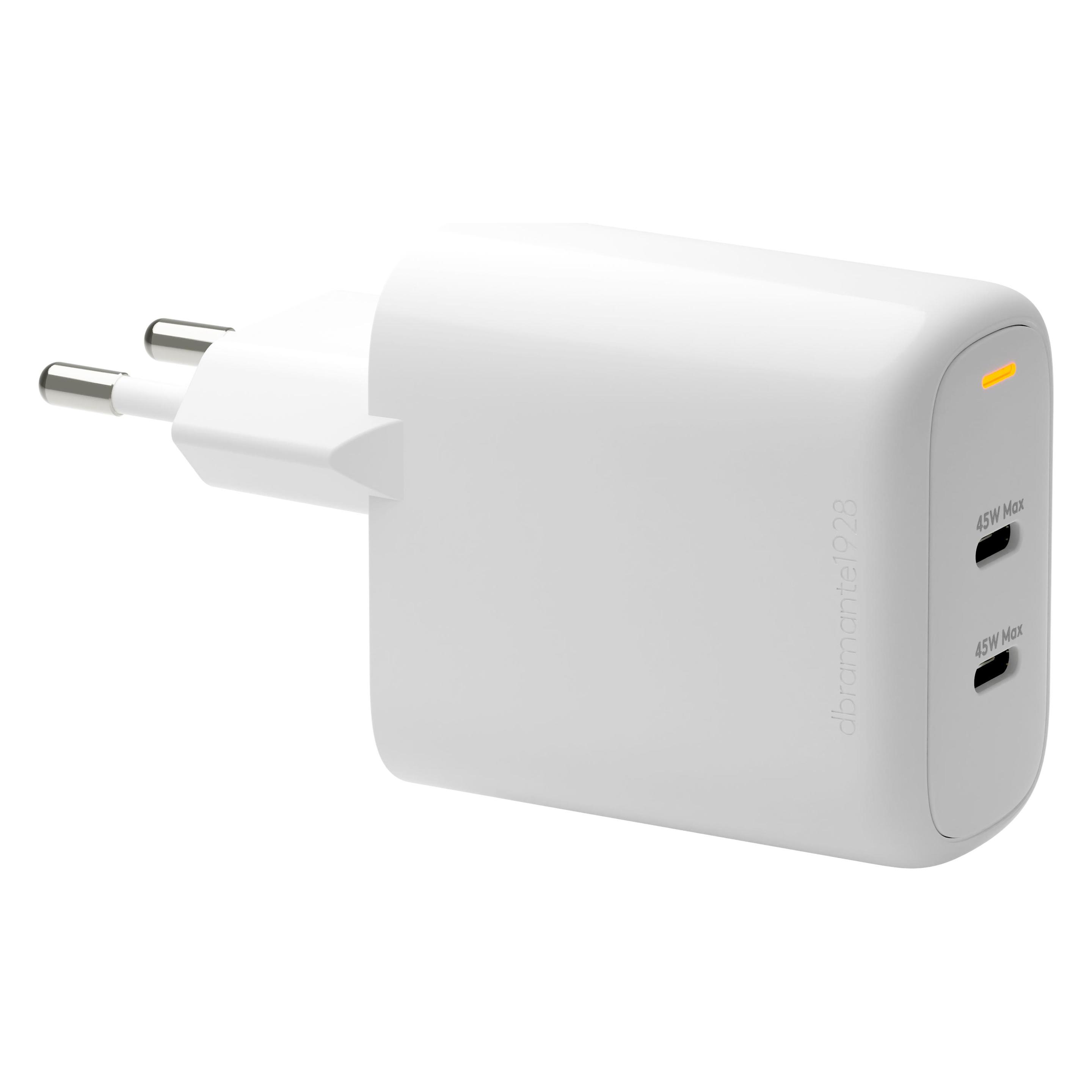 dbramante1928 re-charge - EU Wandladegerät - 2x USB-C 45W - W, Drinnen, AC, Weiss (45 W, 2 Ports) (CH45EUWH7113)