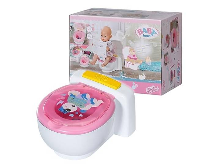 BABY born Toilette für Puppen mit Geräuschfunktion und Häufchen zum wegspülen, 828373 Zapf Creation, Weiß/Pink