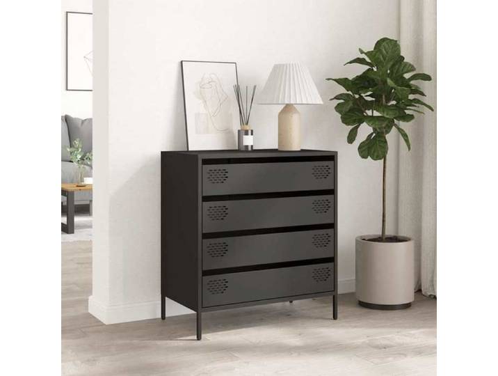 Buffet - - Commode - Acier - Noir - 4 tiroirs - 68x39x73 5 cm 735rql47v
