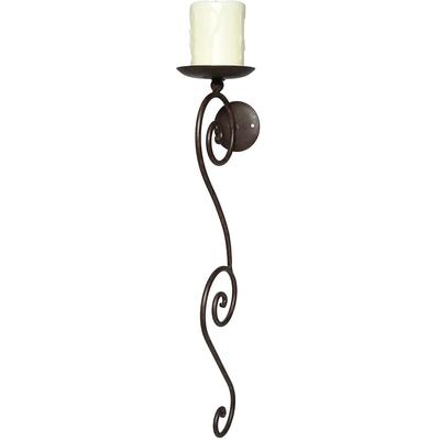 Wandkerzenhalter AMBIENTE HAUS "Wandleuchter - antikbraun 58cm", braun (antikbraun), B:13cm H:58cm T:11cm, Eisen, Kerzenhalter
