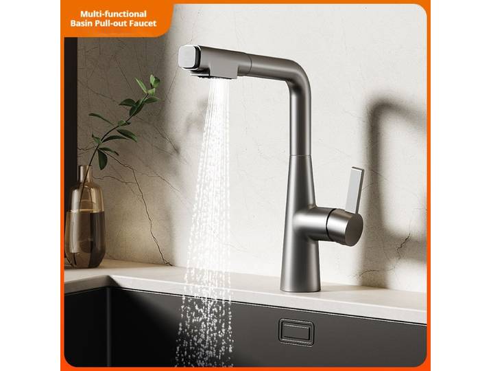 Robinet mitigeur de cuisine, robinet de salle de bains extractible monté sur le pont, robinet d'évier à Rotation universelle, robinet d'armoire à linge, robinet d'eau froide et chaude