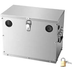 VEVOR Batteriekasten, Gruppe 24/31 Batteriebox, Marinebatteriegehäuse mit Schloss, Griffen & Gummitüllen-Kabellöchern, Edelstahlgehäuse, geeignet für Autos, Boote & Trolling-Motoren