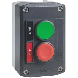 Schneider Electric XALD211H29 Aufbaugehäuse, Harmony XALD, Kunststoff, dunkelgrau, 2 Drucktaster, grün, rot, START, STOP, 22mm, 1S+1Ö